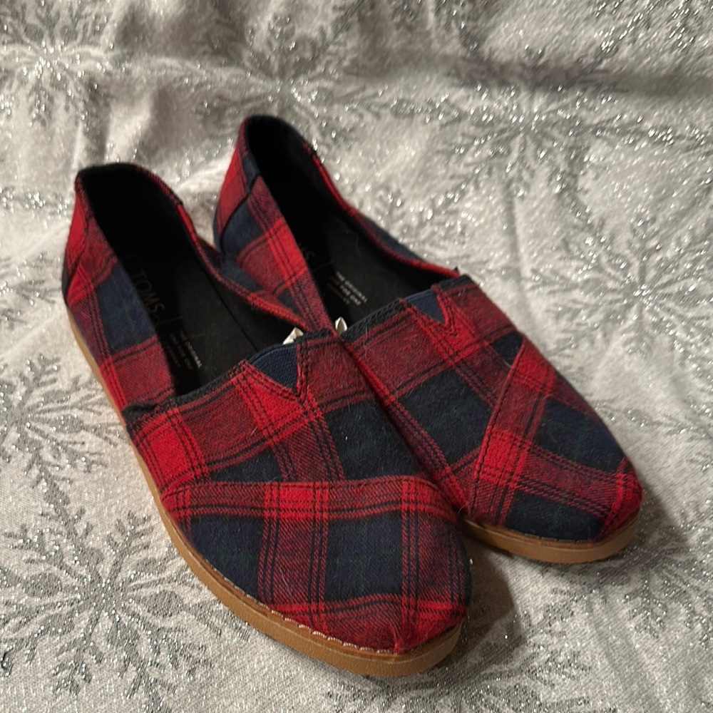 Plaid Slip-On women’s  Shoes - Red and Black